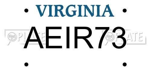 AEIR73 Virginia License Plate