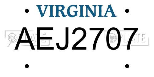 AEJ2707 Virginia License Plate