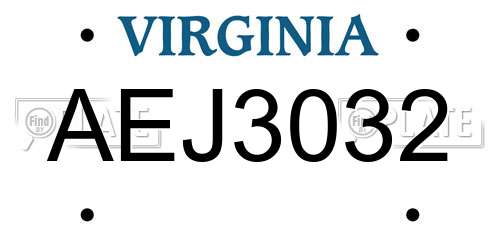 AEJ3032 Virginia License Plate