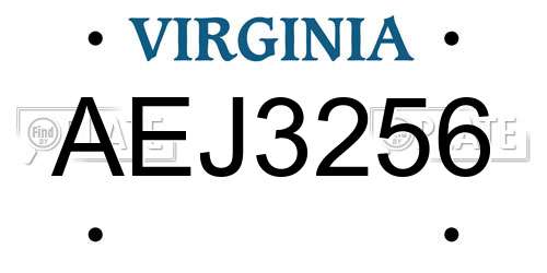 AEJ3256 Virginia License Plate