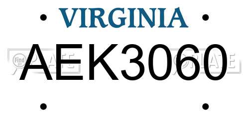 AEK3060 Virginia License Plate