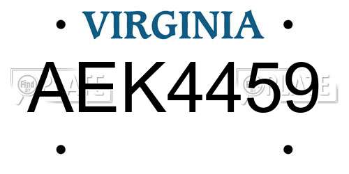 AEK4459 Virginia License Plate