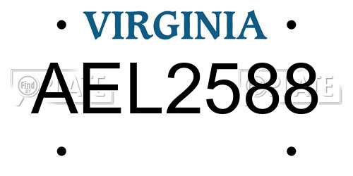 AEL2588 Virginia License Plate