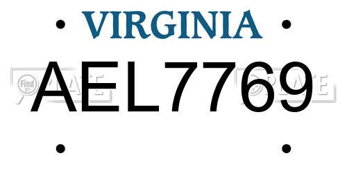 AEL7769 Virginia License Plate