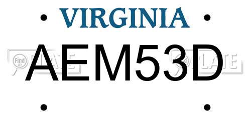 AEM53D Virginia License Plate