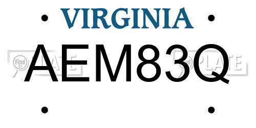 AEM83Q Virginia License Plate