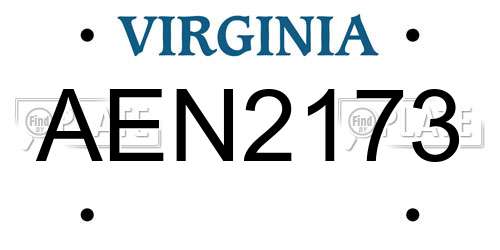 AEN2173 Virginia License Plate