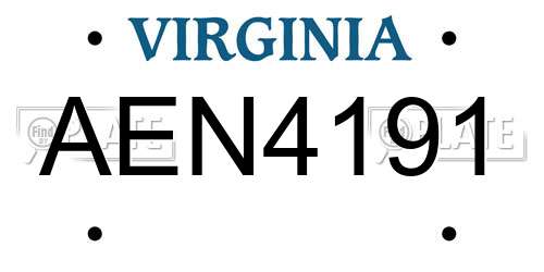 AEN4191 Virginia License Plate