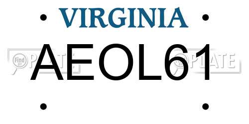 AEOL61 Virginia License Plate