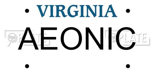 AEONIC Virginia License Plate