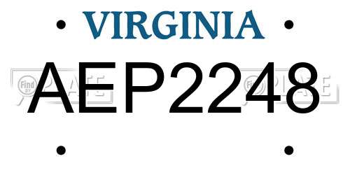 AEP2248 Virginia License Plate