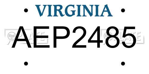 AEP2485 Virginia License Plate