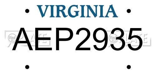 AEP2935 Virginia License Plate