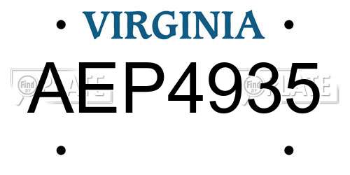 AEP4935 Virginia License Plate