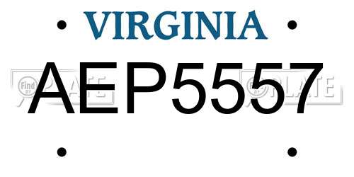 AEP5557 Virginia License Plate