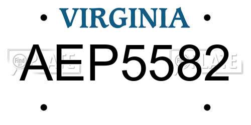 AEP5582 Virginia License Plate