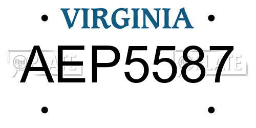 AEP5587 Virginia License Plate