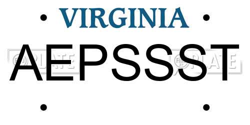AEPSSST Virginia License Plate