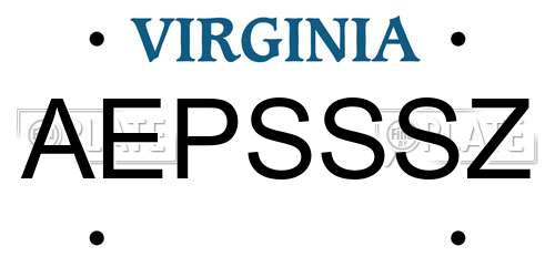 AEPSSSZ Virginia License Plate