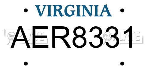 AER8331 Virginia License Plate