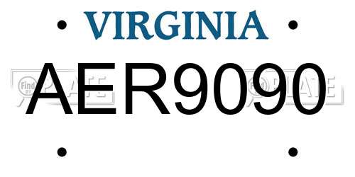 AER9090 Virginia License Plate