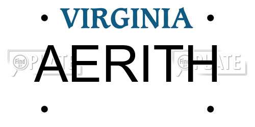 AERITH Virginia License Plate