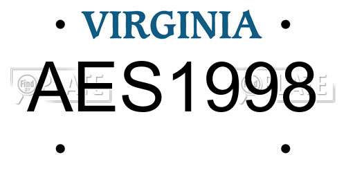 AES1998 Virginia License Plate