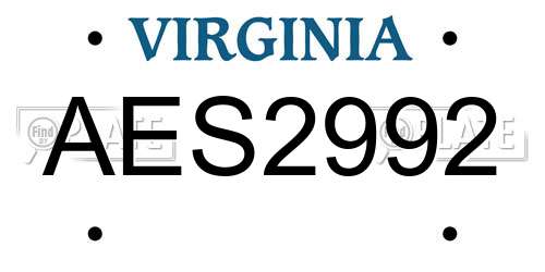 AES2992 Virginia License Plate