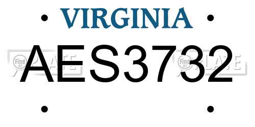 AES3732 Virginia License Plate