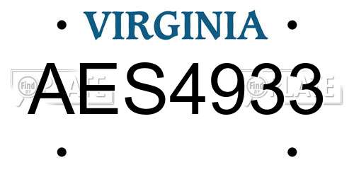 AES4933 Virginia License Plate