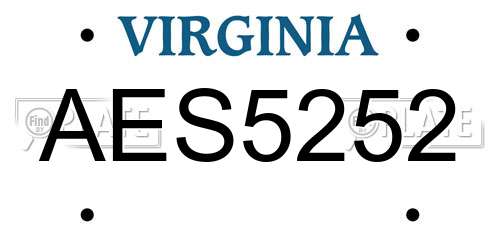 AES5252 Virginia License Plate