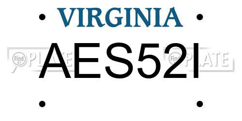 AES52I Virginia License Plate