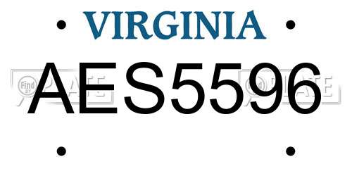 AES5596 Virginia License Plate