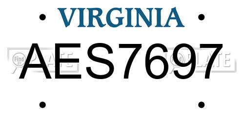 AES7697 Virginia License Plate