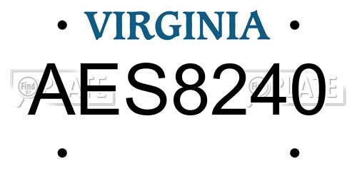 AES8240 Virginia License Plate