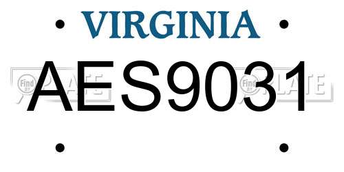 AES9031 Virginia License Plate
