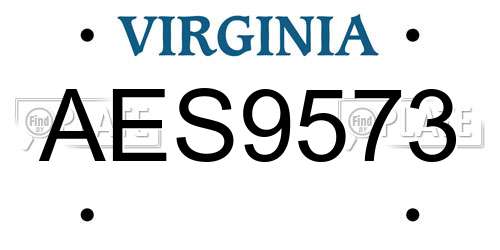 AES9573 Virginia License Plate