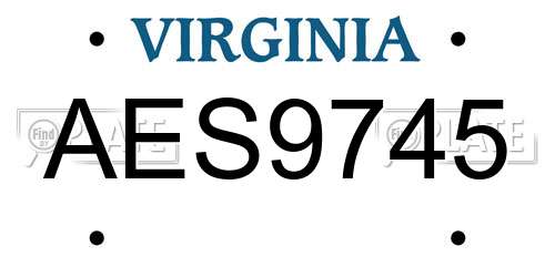 AES9745 Virginia License Plate