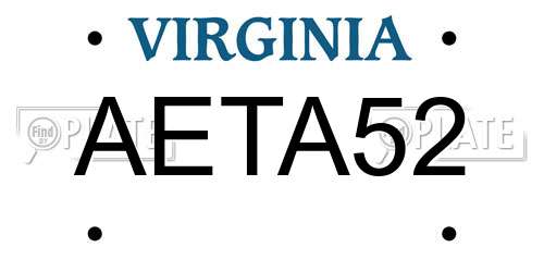 AETA52 Virginia License Plate