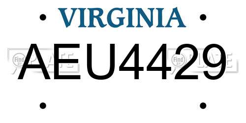 AEU4429 Virginia License Plate