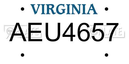 AEU4657 Virginia License Plate