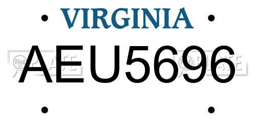 AEU5696 Virginia License Plate