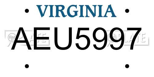 AEU5997 Virginia License Plate