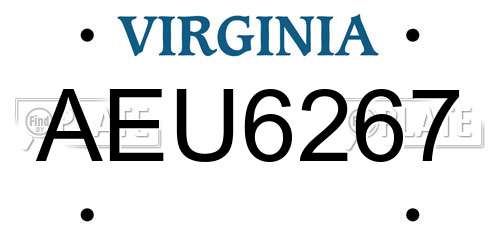 AEU6267 Virginia License Plate