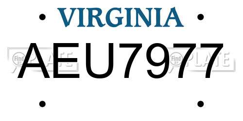 AEU7977 Virginia License Plate