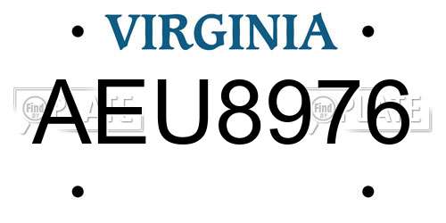 AEU8976 Virginia License Plate