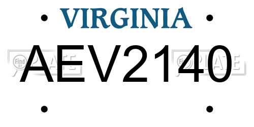 AEV2140 Virginia License Plate