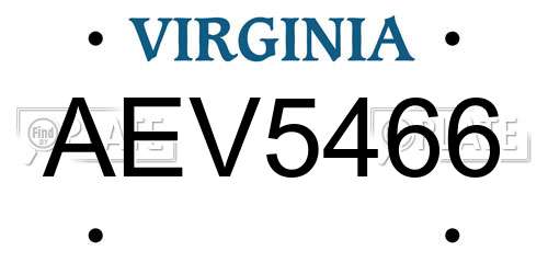 AEV5466 Virginia License Plate