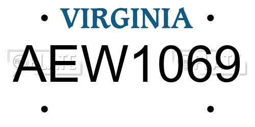 AEW1069 Virginia License Plate