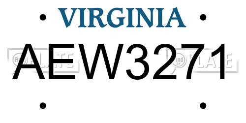 AEW3271 Virginia License Plate